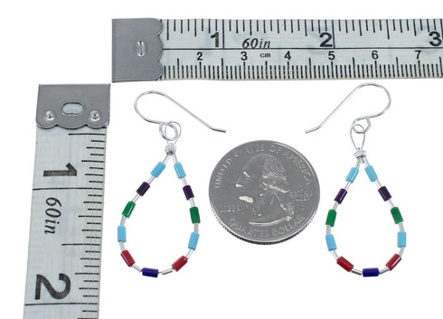 Sterling Silver Multicolor Bead Hook Dangle Earrings JX126781