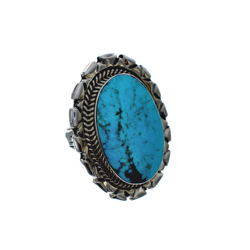 Native American Sterling Silver And Turquoise Ring Size 7-3/4 AX127076