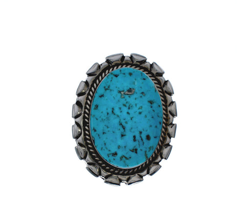 Native American Sterling Silver And Turquoise Ring Size 7-3/4 AX127078