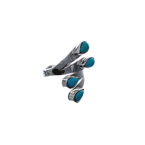 Sterling Silver Turquoise Navajo Adjustable Ring Size 8, 9, 10 AX127241