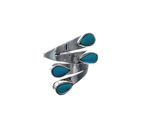 Sterling Silver Turquoise Navajo Adjustable Ring Size 8, 9, 10 AX127241