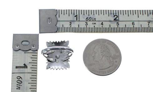 Native American Authentic Sterling Silver Coral Ring Size 5-1/4 AX127243