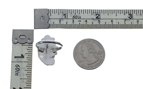 Flower Scalloped Leaf Coral Genuine Sterling Silver Navajo Ring Size 6-1/4 AX127090