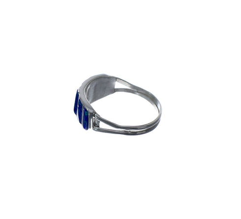 Blue Opal Authentic Sterling Silver Zuni Ring Size 6 AX127108