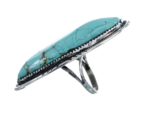 Native American Man Made Turquoise Sterling Silver Ring Size 8 JX127224