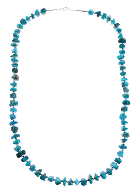 Native American Turquoise Sterling Silver Bead Necklace JX127122