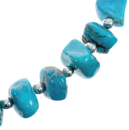 Native American Turquoise Sterling Silver Bead Necklace JX127122