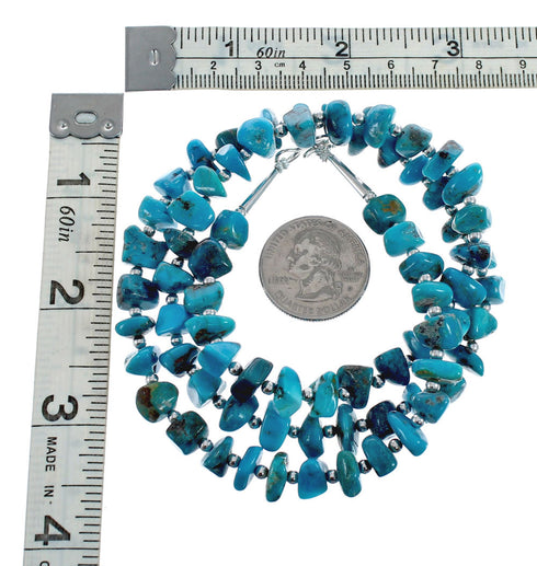 Native American Turquoise Sterling Silver Bead Necklace JX127122