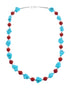Sleeping Beauty Turquoise Coral Sterling Silver Native American Bead Necklace JX127134