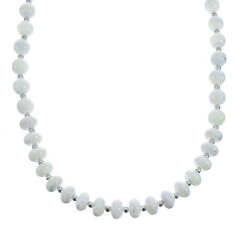 Mother of Pearl Sterling Silver Native American Bead Necklace JX127158