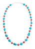 Sleeping Beauty Turquoise Coral Sterling Silver Native American Bead Necklace JX127136