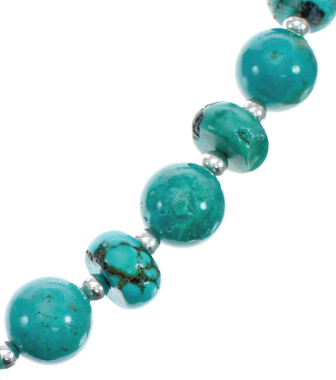 Native American Turquoise Sterling Silver Bead Necklace JX127120