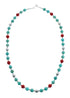 Turquoise Coral Sterling Silver Native American Bead Necklace JX127138