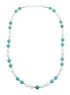 Turquoise Mother of Pearl Sterling Silver Native American Bead Necklace JX127152