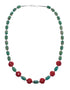 Turquoise Coral Sterling Silver Native American Bead Necklace JX127131