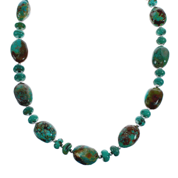 Native American Turquoise Sterling Silver Bead Necklace JX127124