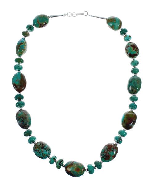 Native American Turquoise Sterling Silver Bead Necklace JX127124