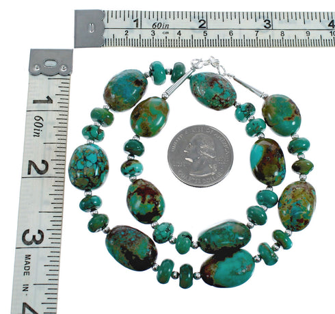 Native American Turquoise Sterling Silver Bead Necklace JX127124