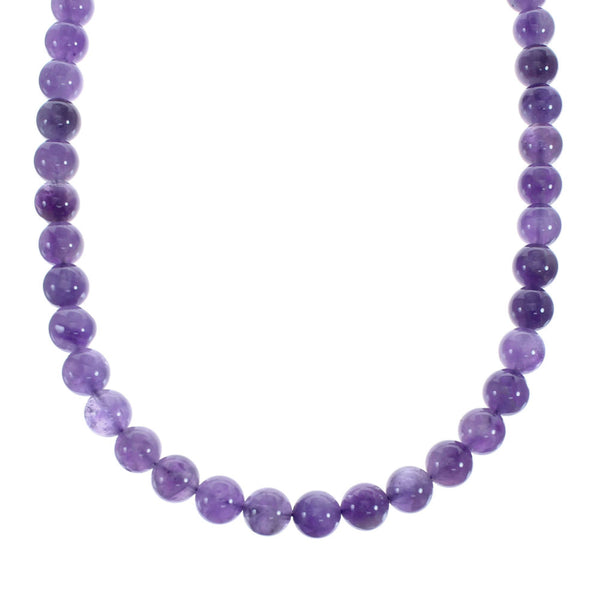 Amethyst Sterling Silver Native American Bead Necklace JX127161