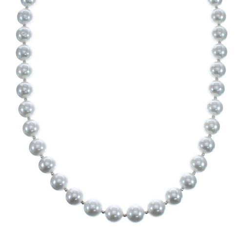 Mother of Pearl Sterling Silver Native American Bead Necklace JX127156