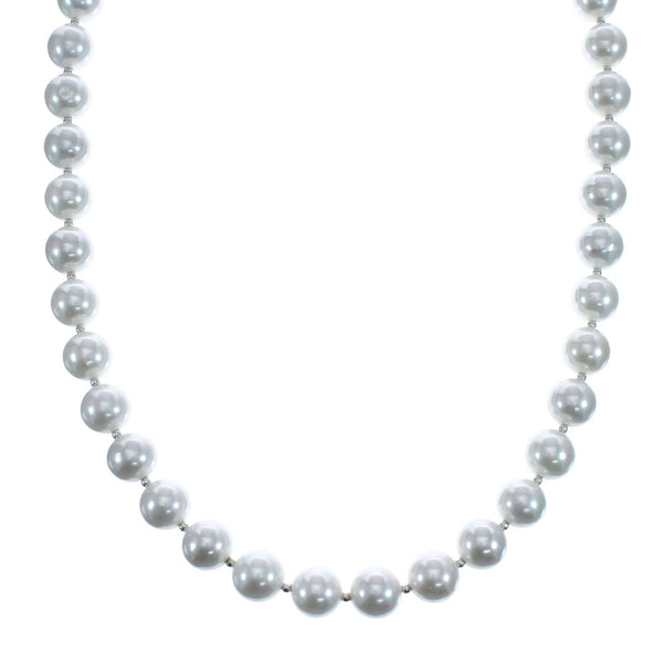 Mother of Pearl Sterling Silver Native American Bead Necklace JX127156