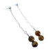 Sterling Silver Tiger Eye Bead Post Dangle Earrings JX127223