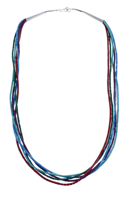 5-Strand Multicolor Sterling Silver Bead Necklace AX127250