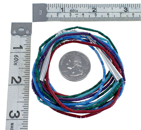 5-Strand Multicolor Sterling Silver Bead Necklace AX127250