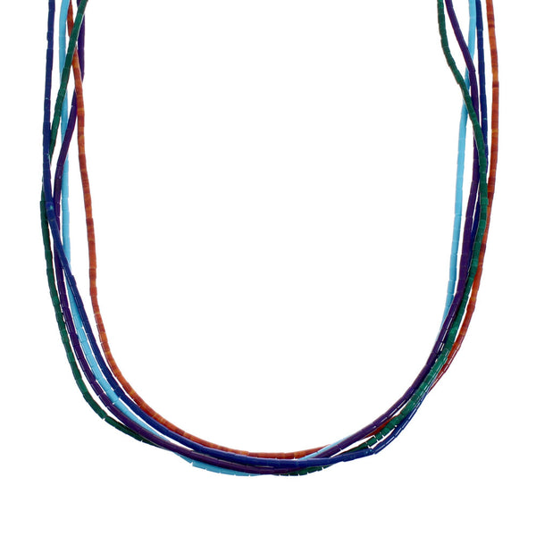 5-Strand Multicolor Sterling Silver Bead Necklace AX127252