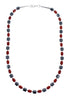 Hematite And Coral Native American Sterling Silver Bead Necklace AX127265