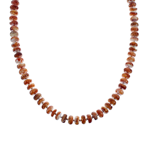 Native American Sterling Silver Oyster Shell Bead Necklace AX127268