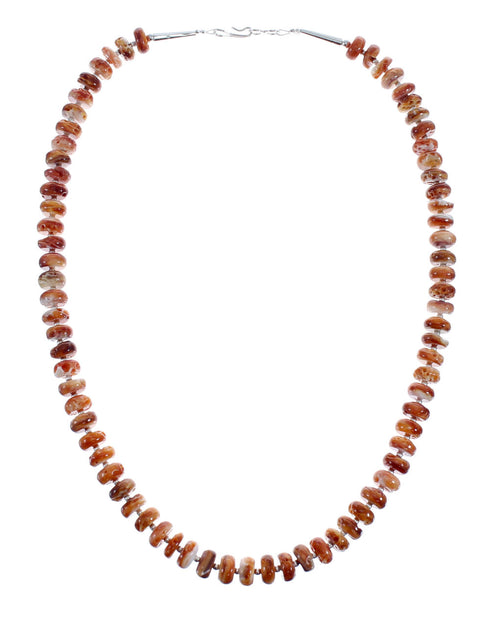 Native American Sterling Silver Oyster Shell Bead Necklace AX127268