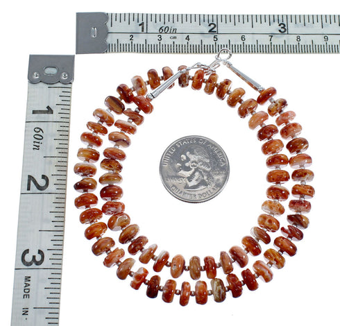 Native American Sterling Silver Oyster Shell Bead Necklace AX127268