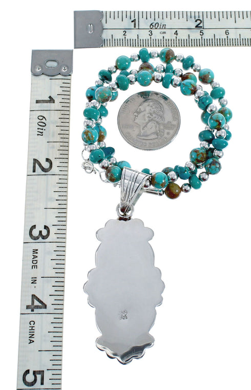 Sterling Silver Turquoise Native American Bead Necklace Set AX127280