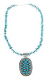 Native American Turquoise Multistone Silver Pendant Necklace Set AX127301