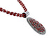 Native American 3 Strand Coral Multistone Silver Pendant Necklace Set AX127320
