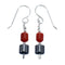 Coral Hematite Navajo Sterling Silver Bead Hook Dangle Earrings AX127338