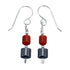 Coral Hematite Navajo Sterling Silver Bead Hook Dangle Earrings AX127338