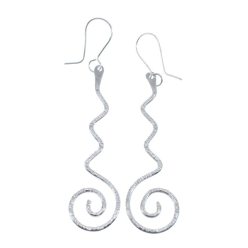 Native American Genuine Sterling Silver Hook Dangle Earrings JX127285