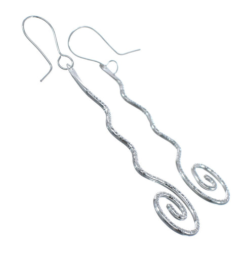 Native American Genuine Sterling Silver Hook Dangle Earrings JX127285