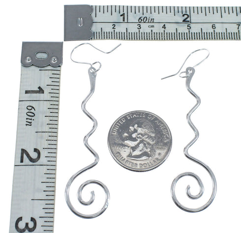 Native American Genuine Sterling Silver Hook Dangle Earrings JX127285
