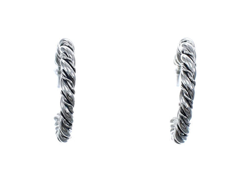 Navajo Twisted Sterling Silver Post Hoop Earrings JX127286