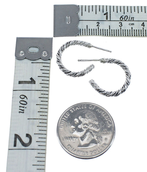 Navajo Twisted Sterling Silver Post Hoop Earrings JX127286