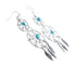 Native American Sterling Silver Turquoise Double Dream Catcher Feather Earrings JX127312