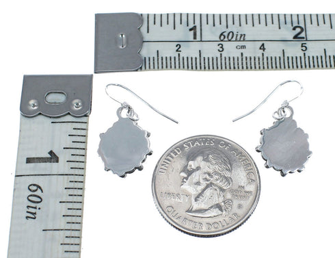 Native American Turquoise Sterling Silver Hook Dangle Earrings JX127290