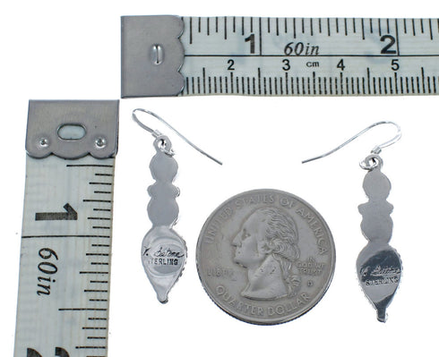 Native American Coral Sterling Silver Hook Dangle Earrings JX127315