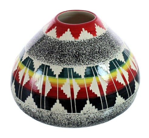 Native American Pottery Hand Crafted Navajo Pot By Agnes Woods JX127353