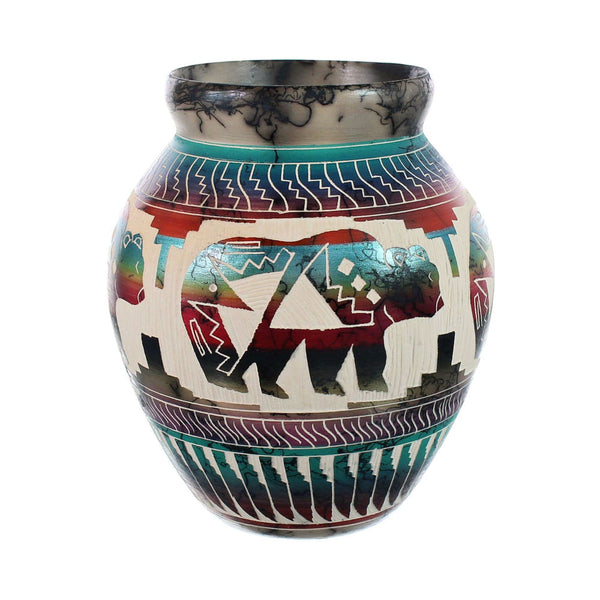 Native American Horse Hair Bear Pot Hand Crafted By Karolyn Willie AX127385