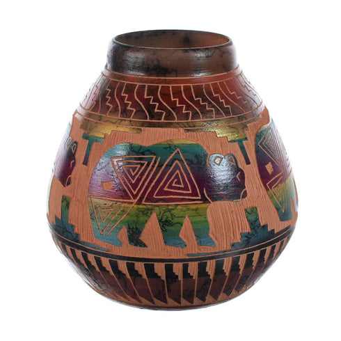 Native American Horse Hair Bear Pot Hand Crafted By Karolyn Willie AX127374