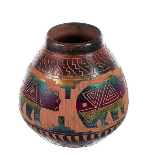 Native American Horse Hair Bear Pot Hand Crafted By Karolyn Willie AX127374